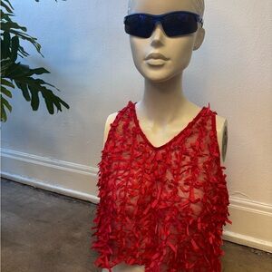 Red Sheer Bow Ribbon 🎀 Top ♥️ Simone Rocha inspired